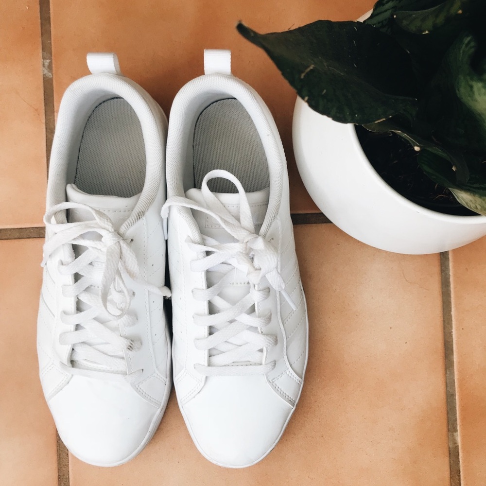 Plain White Adidas Shoes